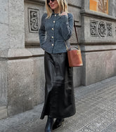 High Waist A Hem Split Skirt
